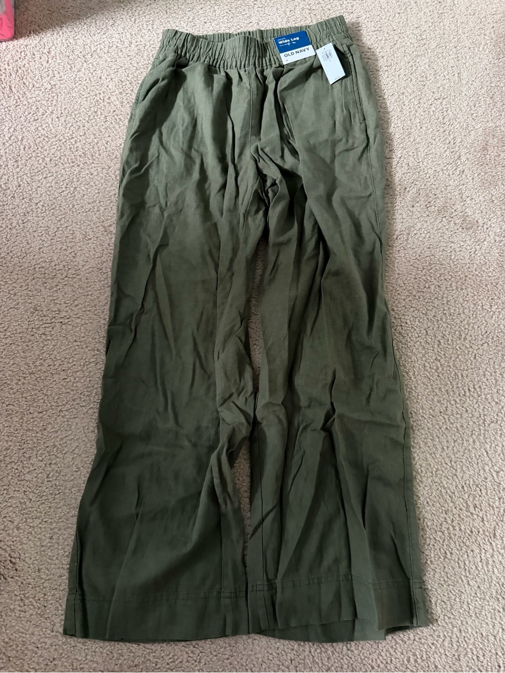 Old Navy wide leg linen pants size S olive green NWT